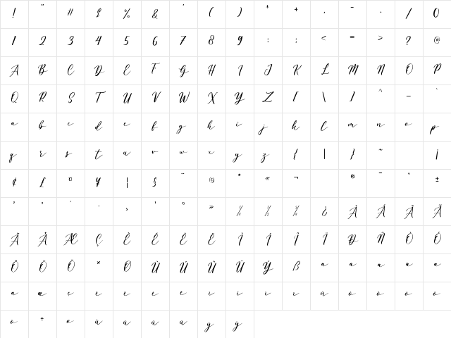 Belagia - Demo Regular Character Map Belagia - Demo Regular Character Map
