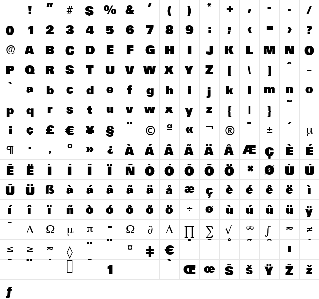 UltimateSerial-Heavy Regular Character Map UltimateSerial-Heavy Regular Character Map