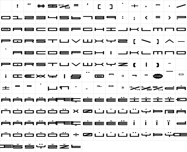 Ultra 911 Regular Character Map Ultra 911 Regular Character Map