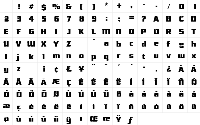 Ultra Serif SF Regular Character Map