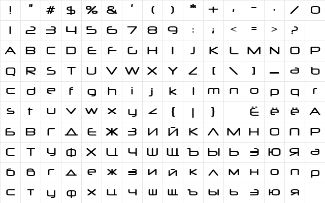 Ultra Vertex Medium Character Map