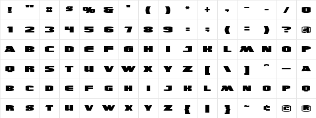 UltraViolent BB Regular Character Map