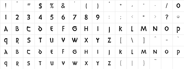 Uncle Regular Character Map