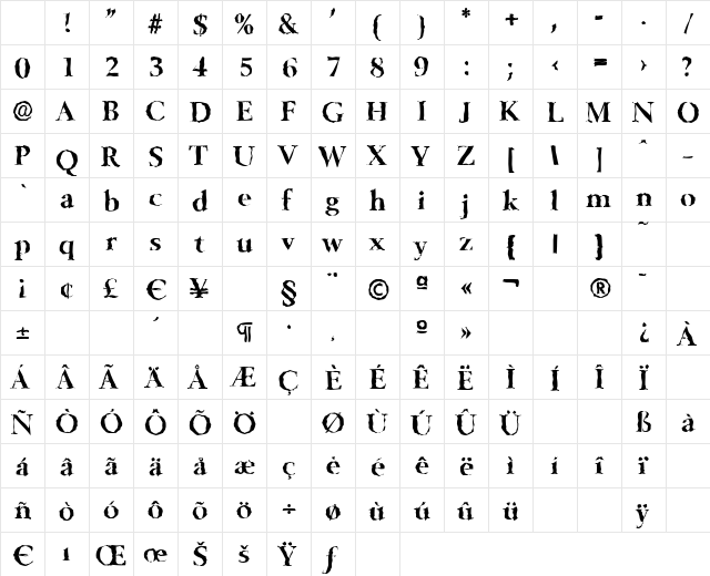 BelfastRandom Bold Character Map BelfastRandom Bold Character Map