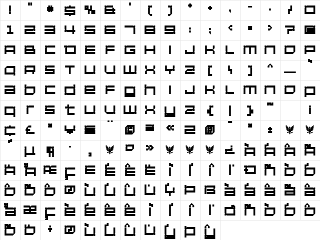 Unfinished ExtraBold Character Map