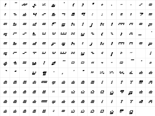 uni-sol laser italic laser italic Character Map