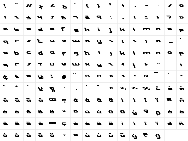 uni-sol leftalic leftalic Character Map