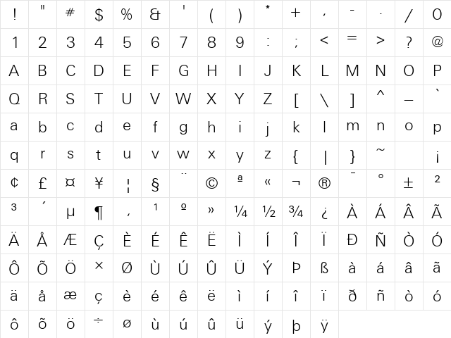 Unique Light Regular Character Map Unique Light Regular Character Map