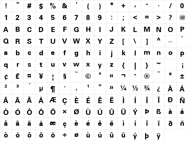 Univers 55 Bold Character Map Univers 55 Bold Character Map