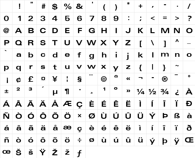 Univers Extended Bold Character Map Univers Extended Bold Character Map