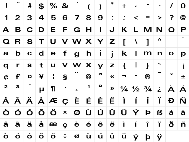 Univers ExtendedPS Bold Character Map Univers ExtendedPS Bold Character Map