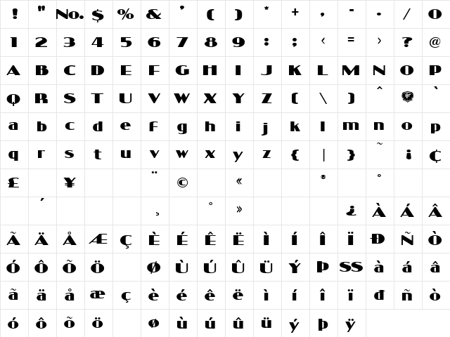 Bell Boy Lhf Regular Character Map