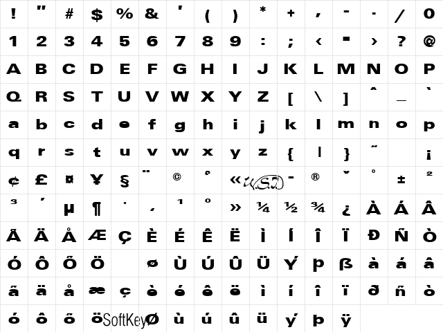 Universal Black Regular Character Map