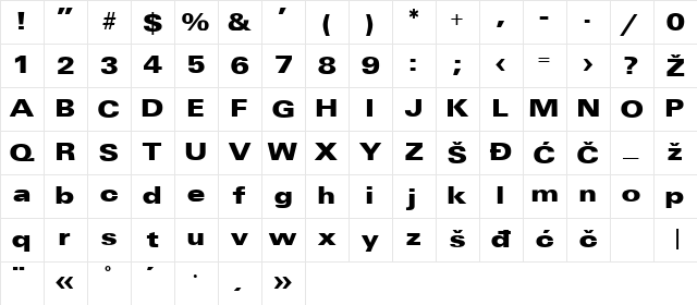 Universans830_PP Bold Character Map