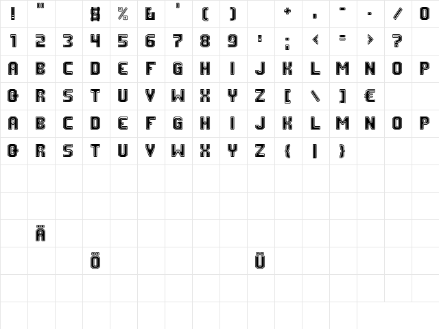 University Regular Character Map
