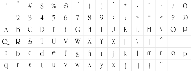UniversRoman2 Regular Character Map
