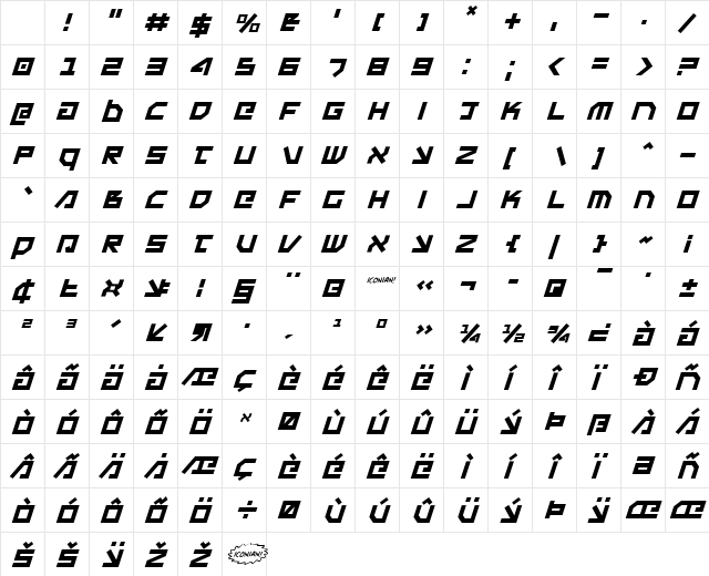 Uno Estado Italic Character Map Uno Estado Italic Character Map