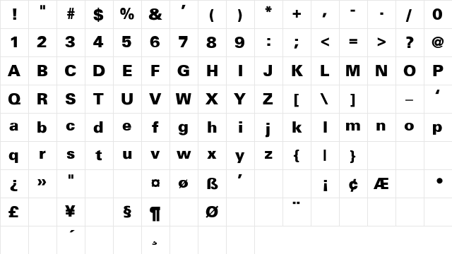 Univers-Black-Thin Regular Character Map Univers-Black-Thin Regular Character Map