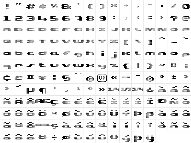 UP Tiny lcd four 8 Regular Character Map