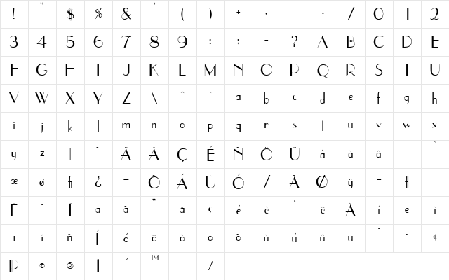 UpperEasSid Regular Character Map UpperEasSid Regular Character Map