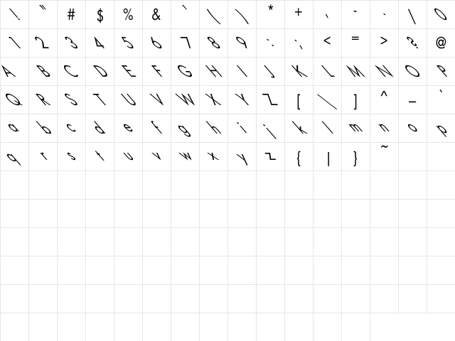 Uphill Regular Character Map