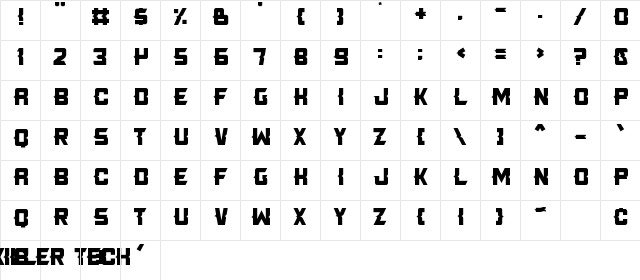 Killer Tech Regular Character Map Killer Tech Regular Character Map