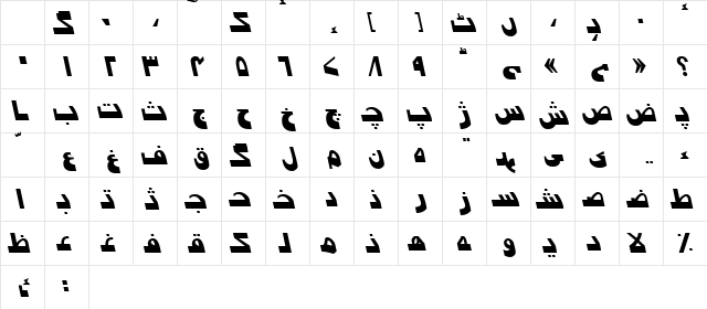 Urdu7ModernSSK Italic Character Map Urdu7ModernSSK Italic Character Map