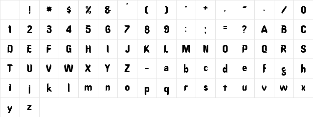 Urgo Bold Character Map