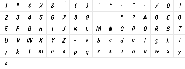 Urgo Italic Character Map Urgo Italic Character Map