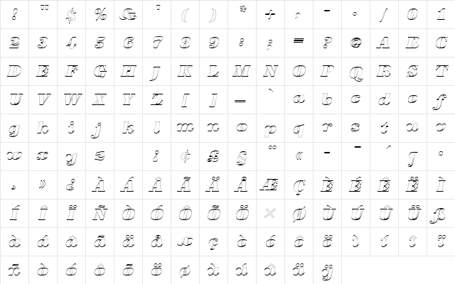 URWAntiquaTSupItaOu1 Regular Character Map URWAntiquaTSupItaOu1 Regular Character Map