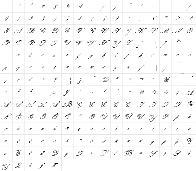 URWAtalantaDReg Regular Character Map URWAtalantaDReg Regular Character Map