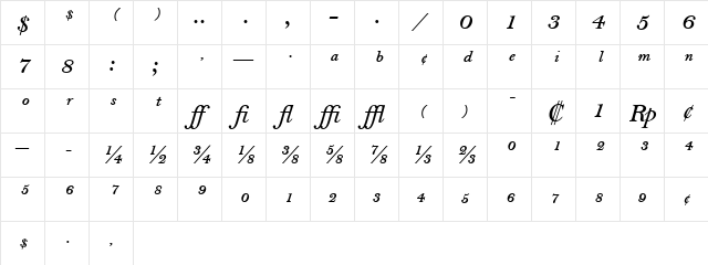 BellMTExpert-SemiBold Semi BoldItalic Character Map