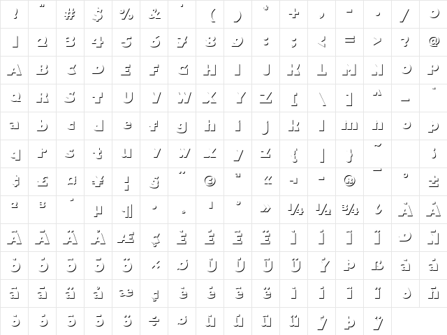 URWGalaxieultbolOnlShaD Regular Character Map