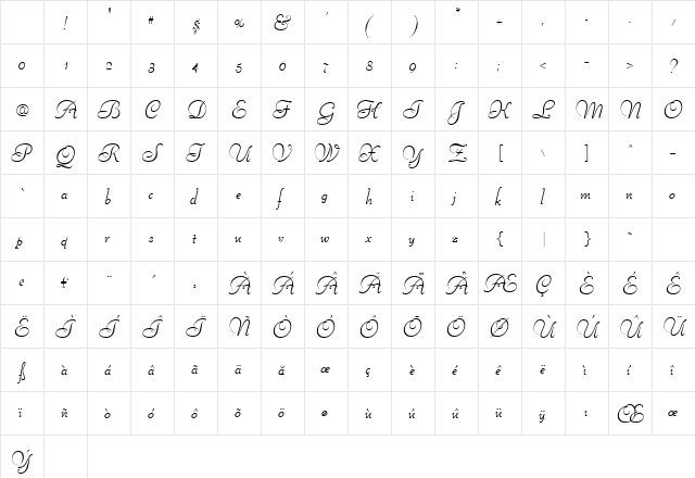 Belsize Regular Character Map Belsize Regular Character Map