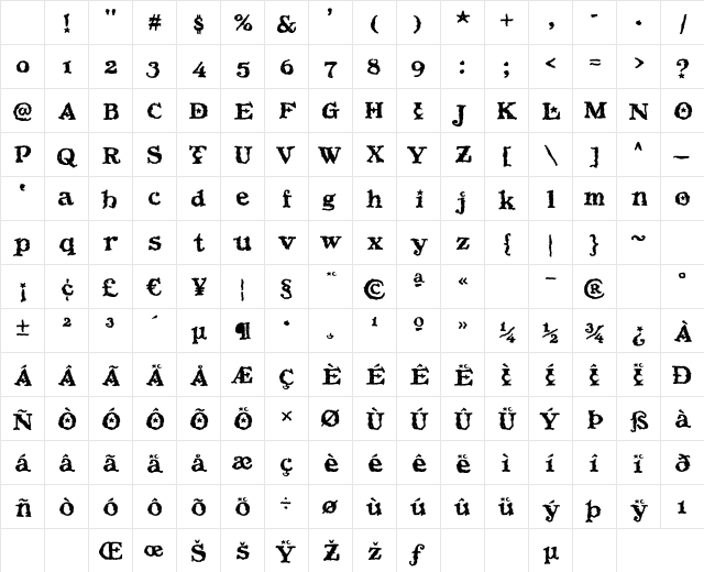 Beltane Regular Character Map Beltane Regular Character Map