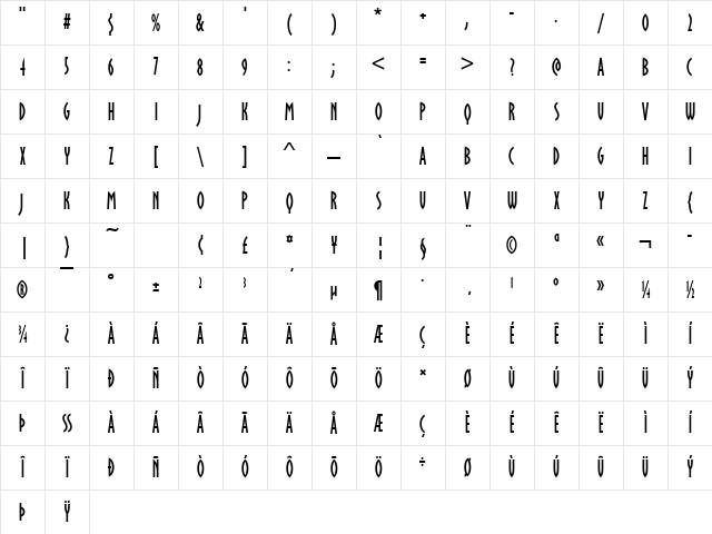 URWOklahomaD Regular Character Map URWOklahomaD Regular Character Map