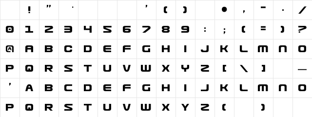 Usuzi Regular Character Map Usuzi Regular Character Map