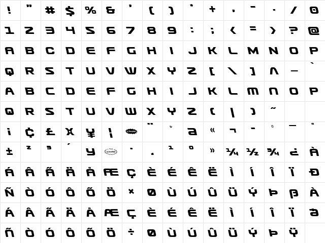 Usuzi Semi-Leftalic Regular Character Map