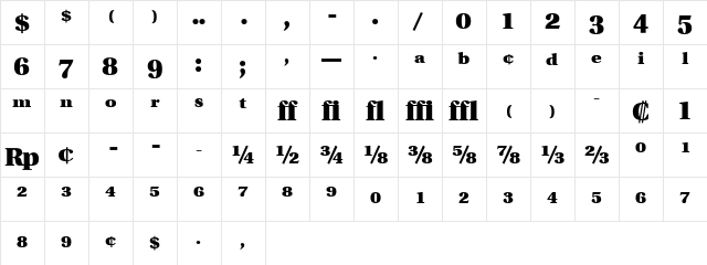 UtopiaExp Black Regular Character Map