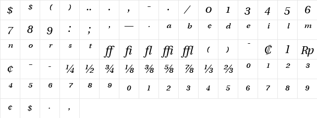 UtopiaExpert RomanItalic Character Map UtopiaExpert RomanItalic Character Map