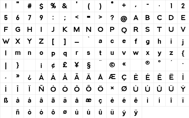 VAGABONDED Bold Character Map