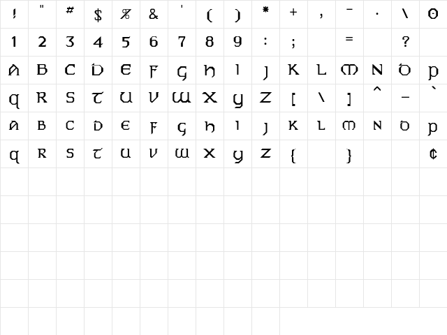 Vaip Regular Character Map