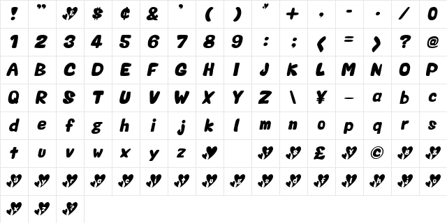 Valentine Oblique Character Map