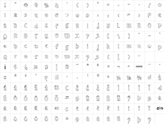 Valerius Outline Regular Character Map
