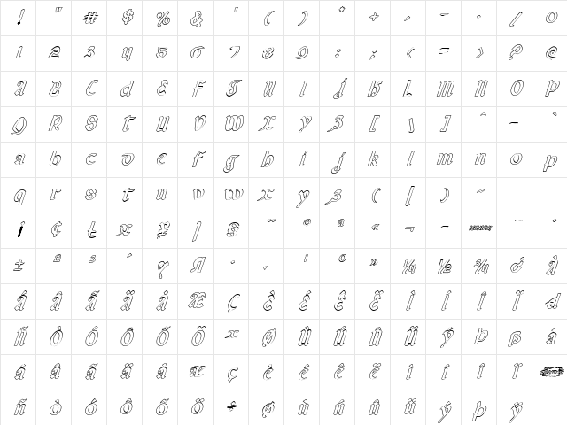 Valerius Outline Italic Italic Character Map Valerius Outline Italic Italic Character Map