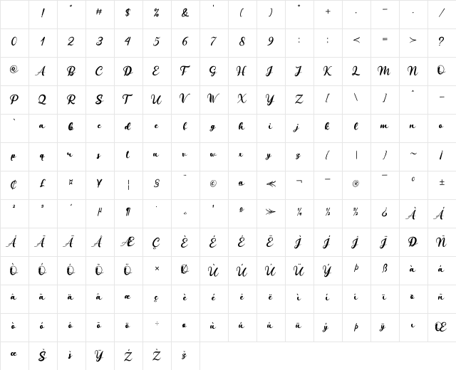 Valestine Reg Character Map Valestine Reg Character Map