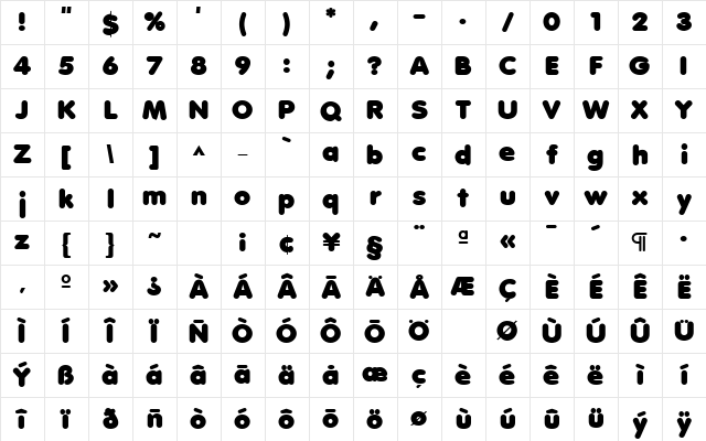 Valken Regular Character Map