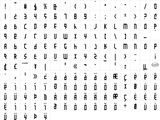 Valkyrie Regular Character Map