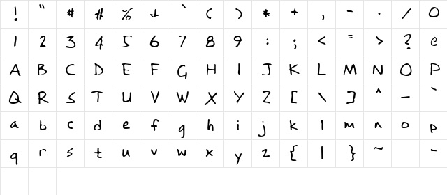 Valley Regular Character Map