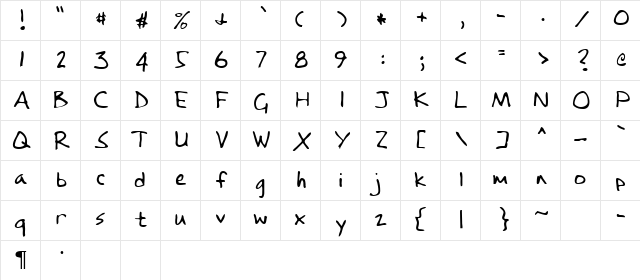 Valley Regular Character Map